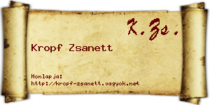 Kropf Zsanett névjegykártya